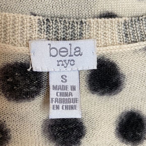 Polka Dot Cardigan Sweater - Black and Cream - Picture 4 of 6